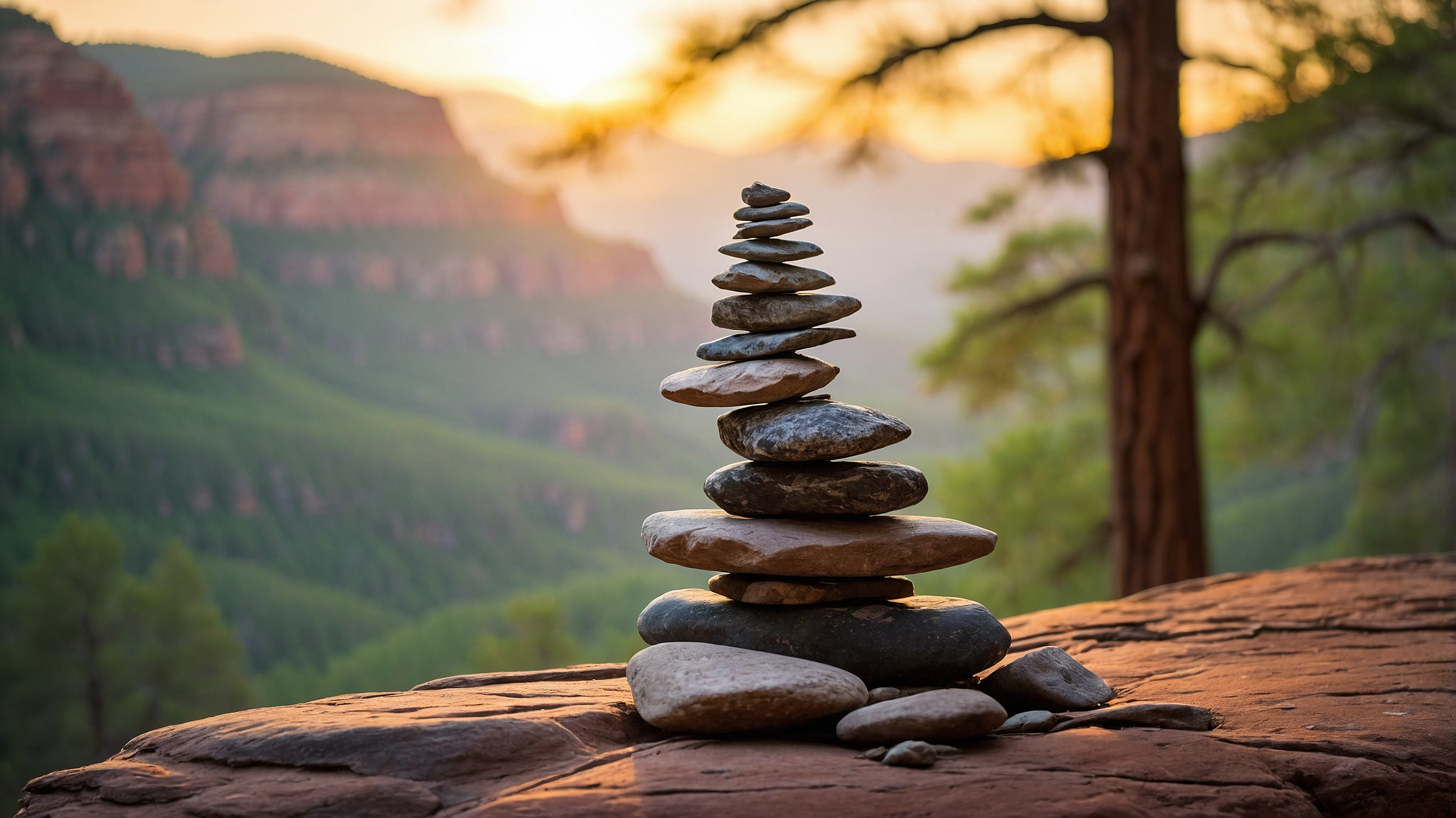 A cairn in the morning near Oak Creek Canyon